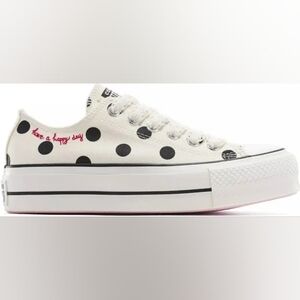 Converse CTAS Lift Low platform polka dot sneakers, VGUC